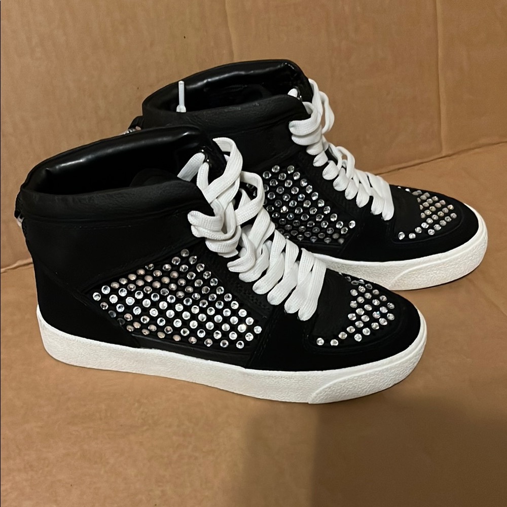 Stylish Black and White High-Top Sneakers